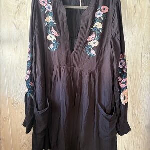 Free People Floral Embroidered Tunic Dress